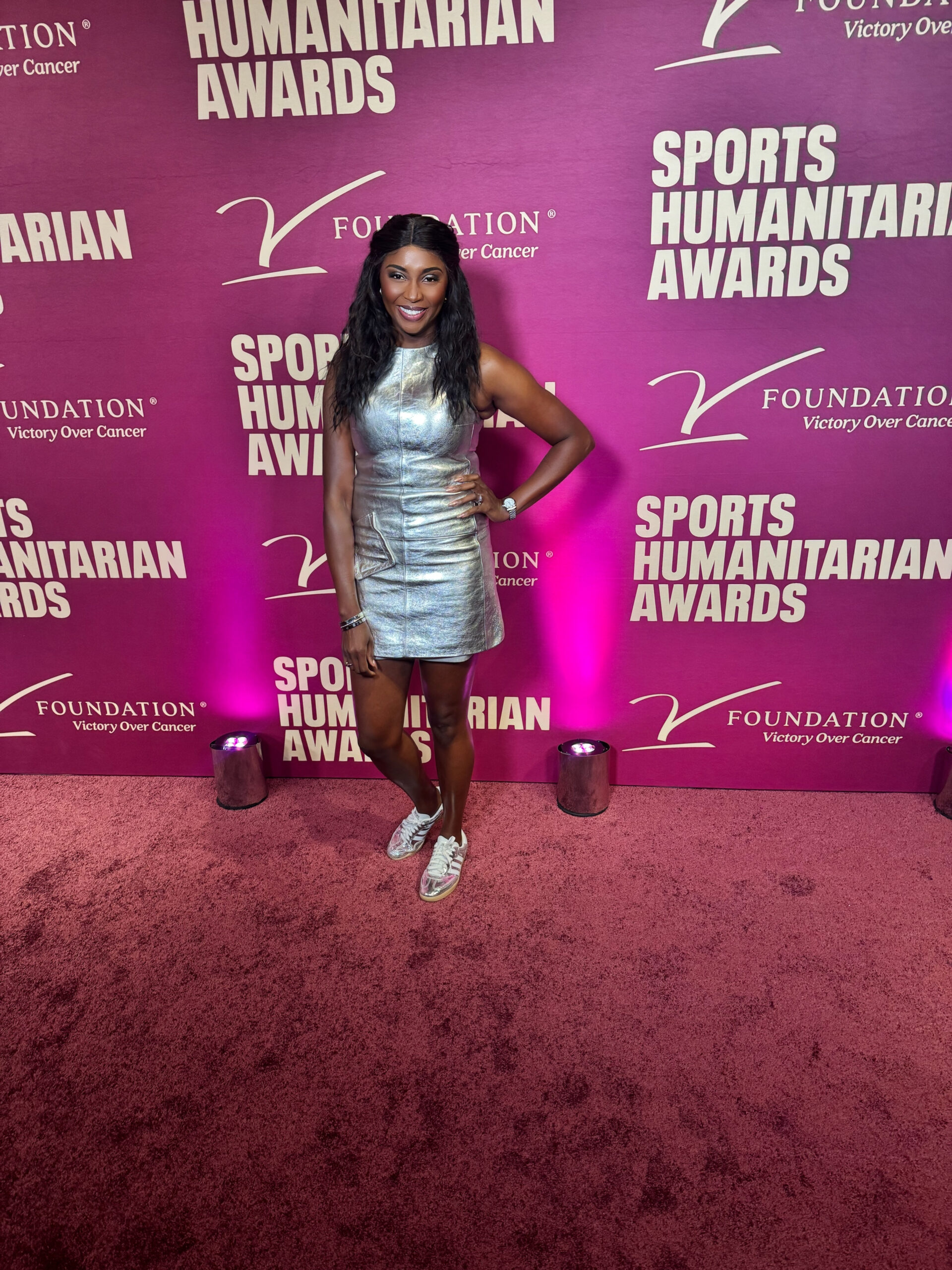 Dr. Mimi Nartey on the red carpet at the ESPYS Sports Humanitarian Awards.