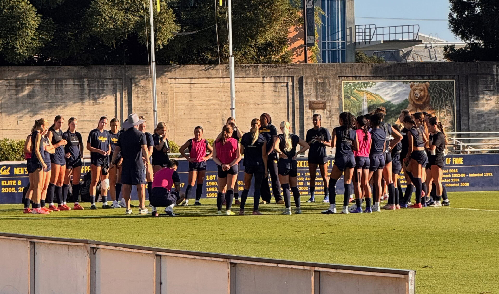 Soccer Team Training Session Group of female soccer players during practice on the field.
